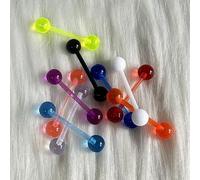 Shein 10 piezas de Anillos de lengua tipo barbell de acrílico suave de colores dulces, hipoalergénicos, adecuados para uso diario, de moda y populares entre