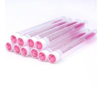 Shein 10 piezas de brochas de pestañas con brillo rosa intenso en tubos a prueba de polvo, varitas de máscara de pestañas brillantes reutilizables en estuch