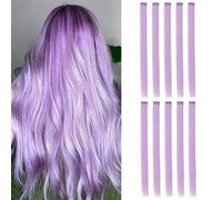 Shein 10 piezas de extensiones de cabello sintético recto de 20 pulgadas con clips de colores, para disfraz de Halloween, Navidad, fiesta, festival de músic