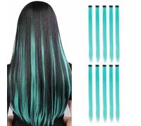 Shein 10 piezas de extensiones de cabello sintético recto de 20 pulgadas con clips de colores, para disfraz de Halloween, Navidad, fiesta, festival de músic