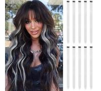 Shein 10 piezas de extensiones de cabello sintético recto de 20 pulgadas con clips de colores, para disfraz de Halloween, Navidad, fiesta, festival de músic