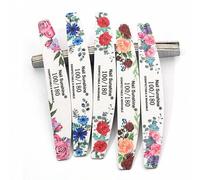 Shein 10 piezas de lima de uñas con forma de media luna de madera, patrón aleatorio de grano 100/180, suministros para uñas, herramientas para uñas, herrami