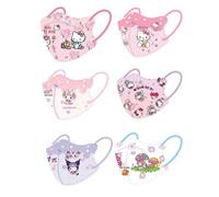 Shein 10 piezas de máscaras faciales kawaii de Sanrio para niños, con 4 capas de protección, aptas para niños de 4 a 12 años, diseños de My Melody/KT Cat, e
