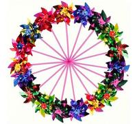 Shein 10 piezas de molinillos de arcoíris holográficos, conjunto de molinillos de viento mini con lentejuelas de arcoíris, molinillos reflectantes ahuyentad