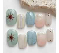 Shein 10 piezas de pegatinas de arte de uñas minimalistas y versátiles de estilo INS, con estrellas de cinco puntas plateadas, degradado amarillo-azul pinta