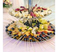 Shein 10 piezas de pinchos redondos de bambú natural, palos resistentes al calor para BBQ al aire libre, asar carne, mariscos, frutas, malvaviscos, fiestas,