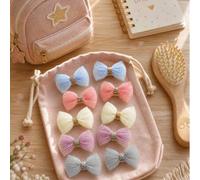 Shein 10 piezas de pinzas para el cabello de bebé suaves, pasadores de tela con animales y lazos de tul, verano 2026, perfectos para regreso a la escuela, b