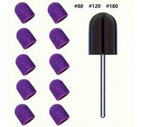 Shein 10 piezas de puntas de lijado de uñas morados con brocas para taladro de uñas para lima de pies y eliminador de callos, pulidor de uñas de manicura y