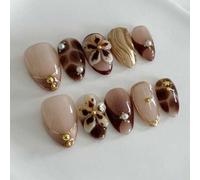 Shein 10 piezas de retro, elegante y lindo otoño e invierno atmósfera caramelo marrón carey 3D tallado textura de metal ondulado estrella de cinco puntas re