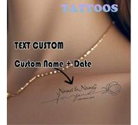 Shein 10 PIEZAS de tatuajes temporales personalizados, con texto de nombre y fecha conmemorativa personalizada, diseño de flor de rosa con palabras en ingl