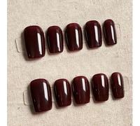 Shein 10 piezas de uñas de arte de uñas hechas a mano, uñas cuadradas cortas, uñas de unicolor hechas a mano, uñas de diseño simple, uñas de estilo dulce si