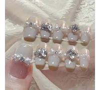 Shein 10 piezas de uñas postizas medianas en forma de ataúd hechas a mano, uñas de San Valentín, arte de uñas romántico, uñas postizas de Ballerina DIY con