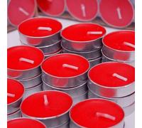 Shein 10 piezas de velas té redondas y románticas de color rojo, adecuadas para propuestas, confesiones, bodas, jardín, hotel, calentador de tetera, cumplea