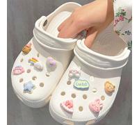 Shein 10 Piezas Decoración De Zapatos Diy En Forma De Oso De Peluche De Colores Del Arco Iris, Hebilla De Zapato De Brillo De Resina Para Zapatos Con Agujer