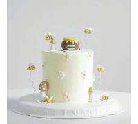 Shein 10 PIEZAS Decoraciones para pastel con tema de abeja, decoraciones de pastel en forma de tarro de miel y seta, pequeñas decoraciones de abeja para pas