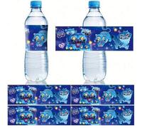 Shein 10 piezas Etiquetas adhesivas de botellas de agua con diseño de tigre azul D-Emon Hunter de K-Pop, pegatinas de diseño de dibujos animados lindos adec