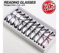 Shein 10 piezas Gafas de lectura clásicas cuadradas, con marco negro y colores transparentes degradados, marcos ultraligeros y cómodos, gafas progresivas as