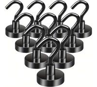 Shein 10 piezas Ganchos magnéticos de neodimio, ganchos magnéticos súper potentes de 16 mm con soportes, adecuados para cocina, gabinete de almacenamiento,