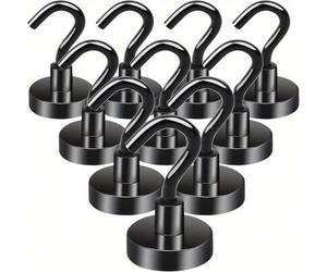 Shein 10 piezas Ganchos magnéticos de neodimio, ganchos magnéticos súper potentes de 16 mm con soportes, adecuados para cocina, gabinete de almacenamiento,