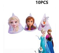 Shein 10 piezas Gorros de fiesta de cumpleaños de papel con forma de cono con personajes de Frozen Elsa y Anna, licencia oficial de Disney, lindos mini acce