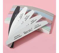Shein 10 piezas Juego profesional de limas de uñas con forma de media luna mezcladas con lijas de papel, de doble cara pulida, sin pérdida de arena, suminis