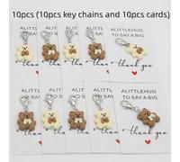 Shein 10 piezas Llavero de oso de resina pequeño y exquisito con cierre de langosta, talla grande 10 tarjetas de agradecimiento en forma de corazón, regalo,
