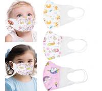 Shein 10 piezas Máscaras faciales desechables 3D para niños, transpirables, diseño lindo de unicornio, zorro, princesa, máscaras protectoras