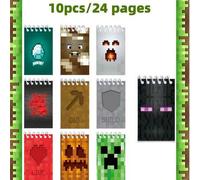 Shein 10 piezas Minecraft Cuaderno de líneas desprendibles con diseño de bobina de viento con licencia oficial de Minecraft, elemento del juego, útiles esco