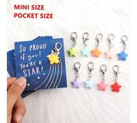 Shein 10 piezas Mini llaveros de estrella de resina, incluye tarjetas inspiracionales "¡Estoy tan orgulloso de ti! Eres una estrella", regalo de aliento y e