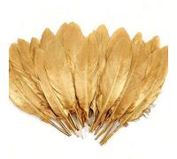 Shein 10 Piezas Plumas artificiales doradas y plateadas de ganso de 6-8 pulgadas para manualidades, accesorios de vestir y decoración del hogar, fiesta