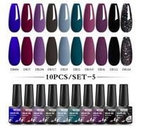 Shein 10 Piezas/set De Esmalte De Uñas De Gel, Kit De Uñas Conjuntos De Color Brillo Holográfico De Gel De Remojo Uv, Barniz De Uñas Para Juegos De Arte De