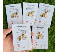Shein 10 piezas Set de tarjetas de aliento "Gracias por ser una parte tan importante de mi historia" con llavero de abeja y flor de margarita, regalo perfec