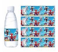 Shein 10 piezas/set Etiquetas para botellas de agua de Marvel Spider-Man - Pegatinas de decoración de cumpleaños de Spider-Man, regalo para fiesta de ducha,