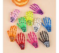 Shein 10 piezas/set Pasadores de cabello con decoración de mano de calavera de estilo de Halloween para niñas para fiestas y eventos