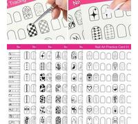 Shein 10 Piezas Tarjeta de práctica reutilizable para diseño de uñas, tarjeta de práctica de arte de uñas hecha a mano para principiantes, tarjeta de visual