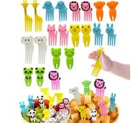 Shein 10 piezas Tenedores con diseños de animales de dibujos animados y frutas, en múltiples colores (enviados al azar) Minifenedores para postres, pasteles