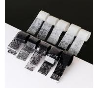 Shein 10 rollos de 2,5*40cm de láminas de uñas con estrellas y cielo nocturno en blanco y negro, decoración de arte de uñas DIY