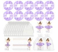 Shein 10 sets de recuerdos de fiesta de bailarina que incluyen 10 coleteros y scrunchies, 10 tarjetas de agradecimiento de ballet para recital de danza, rec
