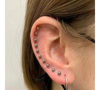 Shein 10 Unids/set De Acero Inoxidable, Piercing De Hélice, Pendiente, Barra, Piercing En La Oreja, Pila De Oreja, Caracola Plana, Joyería Para El Cuerpo