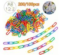 Shein 100/200 piezas Ganchos con forma de C Eslabones de cadena de plástico - Kit de actividad de conteo y vinculación, juguetes sensoriales, desarrolla la