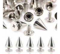 Shein 100/200 piezas Remache de estilo punk, remache de múltiples tamaños con parte trasera de tornillo, remache de bala de rock punk, adecuado para zapatos