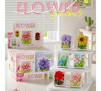 Shein 100-300 piezas Bloques de construcción con forma de flores (Burbuja púrpura, Tulipán, Orquídea, Girasol, Rosa, Peonía...), regalo de cumpleaños DIY, b