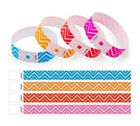 Shein 100/400 piezas Nuevas pulseras de papel a rayas, pulseras de colores fluorescentes con número de serie de 6 dígitos, accesorio ligero para eventos y f