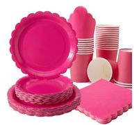 Shein 100/75/25/10 piezas Juego de platos, servilletas y vasos desechables con pétalos de rosa, platos con pétalos de rosa, servilletas y vasos para fiestas