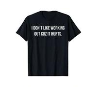 Shein [100 % algodón] Camiseta "No me gusta hacer ejercicio porque duele" - Camisetas gráficas, manga corta, verano, corte regular, ropa informal, regalo pa