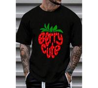 Shein 100% Cotton Strawberry Berry Cute T-Shirt Women's Men's Graphic Tee Causal Tops Fashion Tshirt Short Sleeve T-ShirtRetro Printed T-Shirt Of The Era Fa
