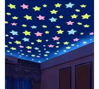 Shein 100 Pegatinas luminosas de estrellas para pared, decoraciones fluorescentes de techo con pequeños pentagramas brillando en la oscuridad, adecuadas par