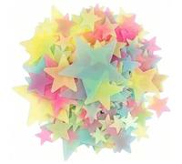 Shein 100 piezas/200 piezas de estrellas que brillan en la oscuridad, pegatinas fluorescentes de estrellas para pared y techo que hacen que el dormitorio br