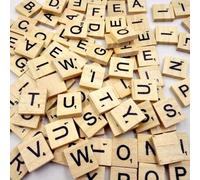 Shein 100 piezas/200 piezas Fichas de madera con letras, letras tipo Scrabble para manualidades, decoración de regalos DIY, para hacer posavasos con letras