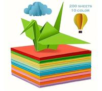 Shein 100 piezas/200 piezas Papel cuadrado de colores para origami hecho a mano, para hacer grullas de origami, suministros de origami